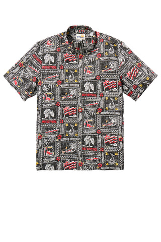 Front view of Aloha Spirit button down shirt made in collaboration between Reyn Spooner Mo' Bettahs.