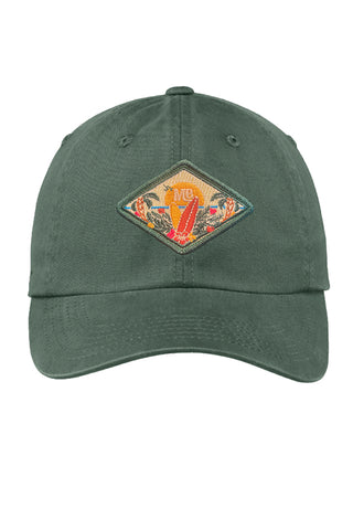 Front view Mo' Bettahs green Patch Hat.